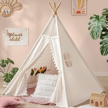 Teepee Tent For Kids Tent Indoor, Canvas Toddler Tent - Kids Teepee Tent... - £63.29 GBP
