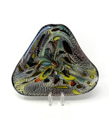 MCM Art Glass Dish Bowl Hand Blown Tutti Frutti Silver Flake Galaxy Swir... - £59.22 GBP