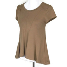 Silence + Noise Womens Shirt Size Small S Brown Short Sleeve Flared Hem Top - £17.90 GBP