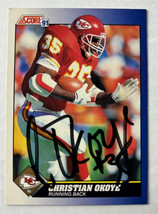 Christian Okoye 1991 Score #70 Signed Auto Autographed IP Kansas City Chiefs - £7.74 GBP