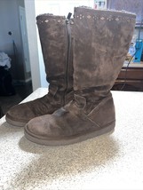 Ugg Australia Joplin 5544 Brown Suede Studded Zip Tall Boots Size 8 - £25.62 GBP