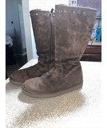 Ugg Australia Joplin 5544 Brown Suede Studded Zip Tall Boots Size 8 - £25.00 GBP