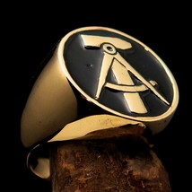 German Mens Socialist Pinky Ring black Hammer and Compasses Seal - solid Brass - £22.38 GBP+