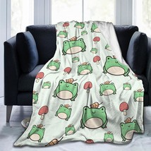 Cute Green Frog Blanket From Pubnico, Flannel Blanket Cozy Fluffy Fuzzy Throws - £29.71 GBP