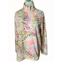 Lands End Tie Dye Fleece Quarter Zip Tailored Pullover Top Multicolor NE... - $38.55