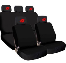 New Car Truck Seat Covers Red Kiss Lip Headrest Black Fabric For Nissan  - £27.61 GBP