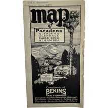 Vintage Map Of Pasadena Altadena Glendale Eagle Rock Alhambra Bekins Van... - £59.09 GBP