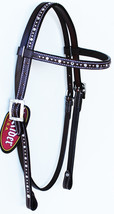 Horse Saddle Tack Bridle Western Leather Headstall Brown Clear Bling 781... - $34.64
