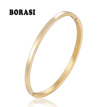 BOBASI New Stainless Steel Round Bangles& Bangles Three Colors Trendy Charm Brac - £9.50 GBP
