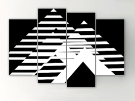 The Canvas Made 4 Set Black White Pyramid 3D Wall Art Decor Modern - $643.50