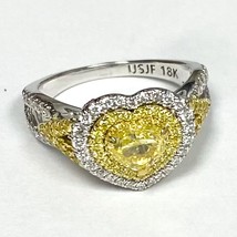 GIA 1.48 TCW  Natural Fancy Intense Yellow Heart Diamond Ring 18k Gold - £5,057.60 GBP