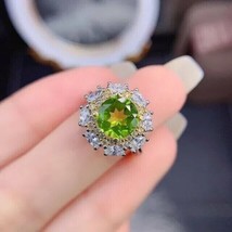 2.50 Ct Round Cut Peridot Halo Engagement Wedding Ring 14K White Gold Plated - $137.19