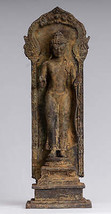 Ancien Indonésien Style Debout Bronze Javanais Protection Bouddha - 37cm/15 &quot; - £1,282.04 GBP