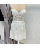 Short wedding dress for civil ceremony. Embroidered minimalist wedding dress. Mo - $370.00