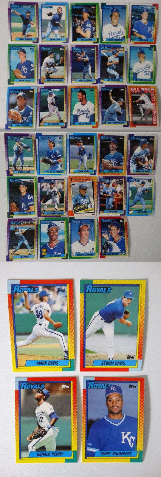 Primary image for 1990 Topps Kansas City Royals Team Set of 33 Baseball Cards W/Traded