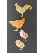 Rooster Hen and Chicks Metal Windcatcher Spinner Rustic Farm Ranch Whirl... - $44.39 CAD
