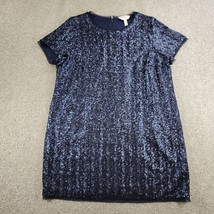 Addition Elle Sequin T-shirt Dress Womens 16 Blue Crew Neck Back Zip - $44.64