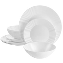 Gibson Ultra Patio 12 Piece Tempered Opal Glass Dinnerware Set in White - $49.95