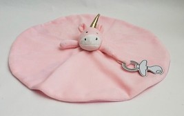 Infant Lovey Unicorn Plush Security Blanket Pink Pacifier Holder Loop - £23.83 GBP