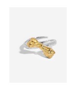 Sweet Two Tone Bow-Knot 18k Gold Over 925 Sterling Silver Adjustable Ring - £50.85 GBP