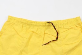Vintage 90s Speedo Mens 2XL Spell Out Box Logo Lined Nylon Shorts Trunks Yellow - £30.82 GBP