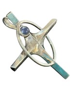 Antonio Pineda Taxco Sapphire Cross Pendant  Vintage Sterling Silver 970 - $1,713.60 CAD