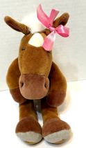VTG 1997 Manhattan Toy Company Plush Horse Brown Pink Bow White Mane Tai... - $18.54