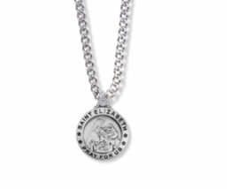 Sterling Silver Round St. Elizabeth Patron Of Nurses Medal Necklace &amp; Chain - £63.94 GBP