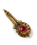 Victorian 14k Pink Tourmaline Pendant w GF Piece Seed Pearls Etched Unusual - £217.76 GBP