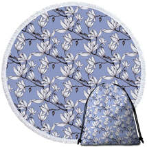 Black and White Flowers Drawing Round Beach Towel - $14.90+