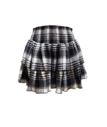 Forever 21 Skirt Plaid Tiered Ruffle Smocked Waist Size XS Black Cream L... - $248.07 MXN