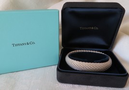 Tiffany &amp; Co. Sterling Silver Somerset Mesh Bangle Bracelet~2 Boxes EUC~$640.+ - £215.82 GBP