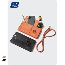 INFLATION Vintage PU Leather Shoulder Bag Men Solid Color Mobile Phone Bag Coupl - $55.62