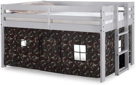 Jasper Twin Junior Loft Bed, Dove Gray Frame And Green Camouflage Bottom - £334.97 GBP