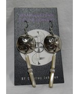 New 3&quot; Concho Earrings in Nickel Silver w/ Mother of Pearl Tube Beads C ... - €33,76 EUR