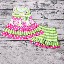 NEW Boutique Girls Floral Ruffle Tunic &amp; Shorts Outfit Set - $19.99