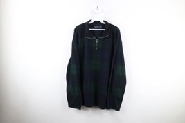 Vintage 90s Nautica Mens Size XL Faded Half Zip Fleece Pullover Sweater Plaid - £34.79 GBP