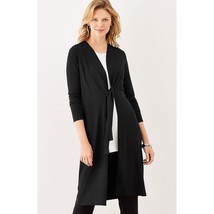 NWT Womens Size XS J. Jill Wearever Collection Black Longline Tie Front Cardigan - £30.88 GBP