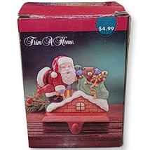 Trim a Home Santa Stocking Holder For Mantle Cast Iron and Resin Vintage Kmart - £19.65 GBP