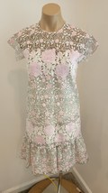 GIAMBATTISTA VALLI Pink and White Embroidered Floral Lace Dress - Size 4... - £699.43 GBP