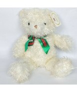 NWT Russ White Christmas Bear with Bow Caress Soft Pets Plush 17&quot; - £36.15 GBP