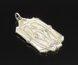 925 Silver - Vintage Antique Saint Mary Miraculous Medal Prayer Pendant- PT20977 - £56.86 GBP