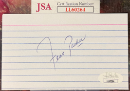 Fess Parker signed 3X5 Index Card- JSA #LL60264 (Daniel Boone/Davy Crockett) - $88.95