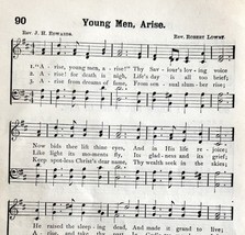 1894 Sheet Music Young Men Arise Christian Victorian Gospel Hymns 7.75 X 5&quot; - $19.99
