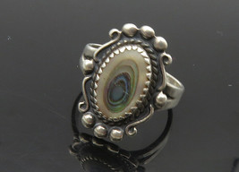 POST BELL TRADING 925 Silver - Vintage Abalone Shell Cocktail Ring Sz 6 - RG9775 - £34.78 GBP