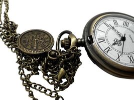 Elegant Vintage Copper Quartz Pocket Watch with Fantasy Medal Design - $32.51 CAD