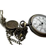Elegant Vintage Copper Quartz Pocket Watch with Fantasy Medal Design - $32.51 CAD