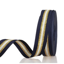 24 Yards 1 Inch Navy/Gold/White Stripe Grosgrain Ribbon Double Face Poly... - £18.63 GBP