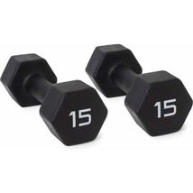 Barbell, 15lb Black Neoprene Dumbbell, Pair  dumbells  weights  dumbbell set - £119.76 GBP