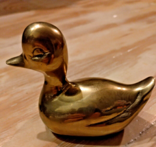 Vintage Brass Figurine Gold Duck Size 4 Inch Animal Home Decoration Paperweight - £12.91 GBP